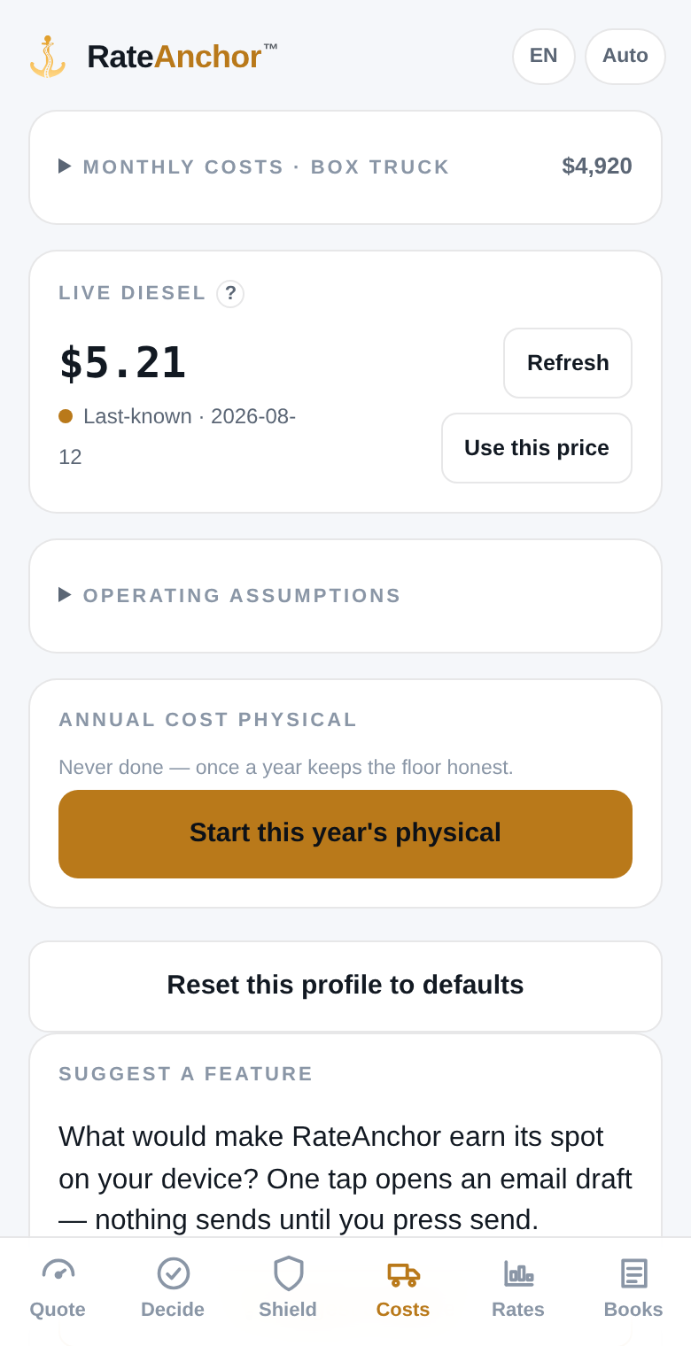 RateAnchor interface in Spanish